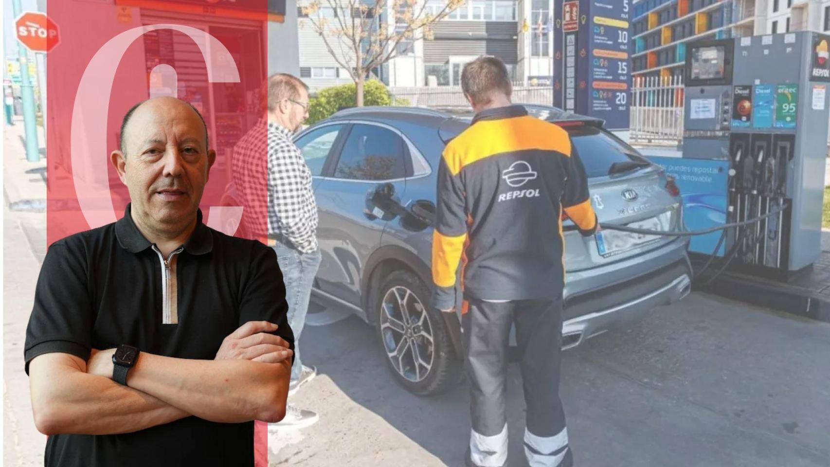 Gonzalo Bernardos y una gasolinera