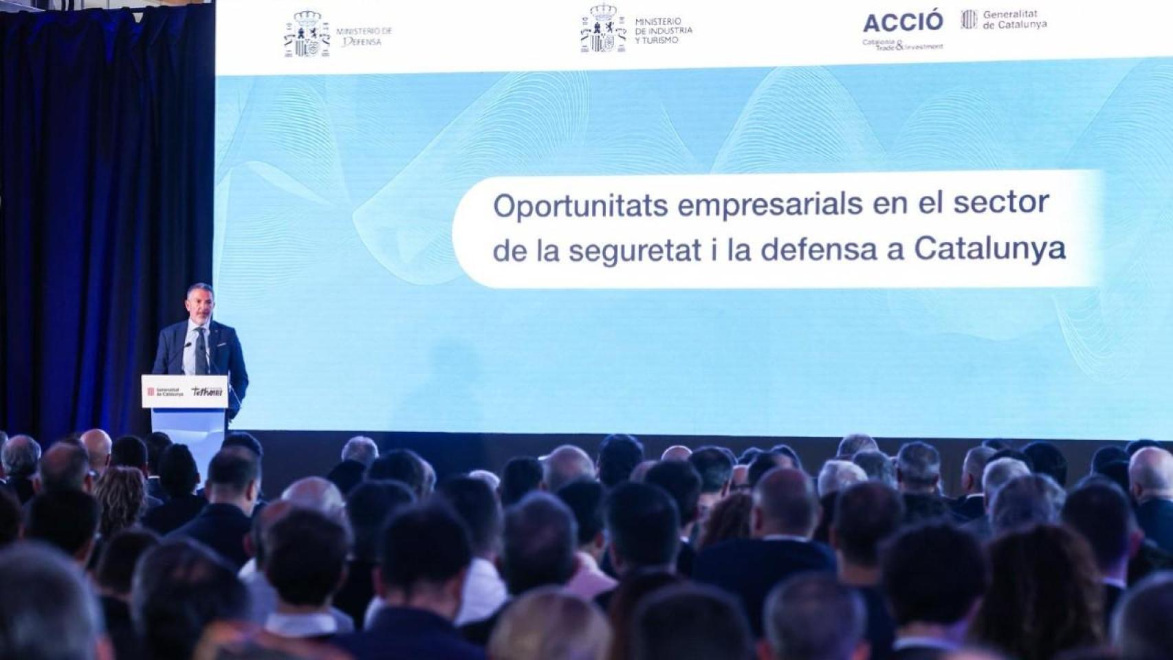 El 'conseller' de Empresa y Trabajo de la Generalitat, Miquel Sàmper, en el ciclo de encuentros 'Oportunidades empresariales en el ámbito de la seguridad y la defensa'