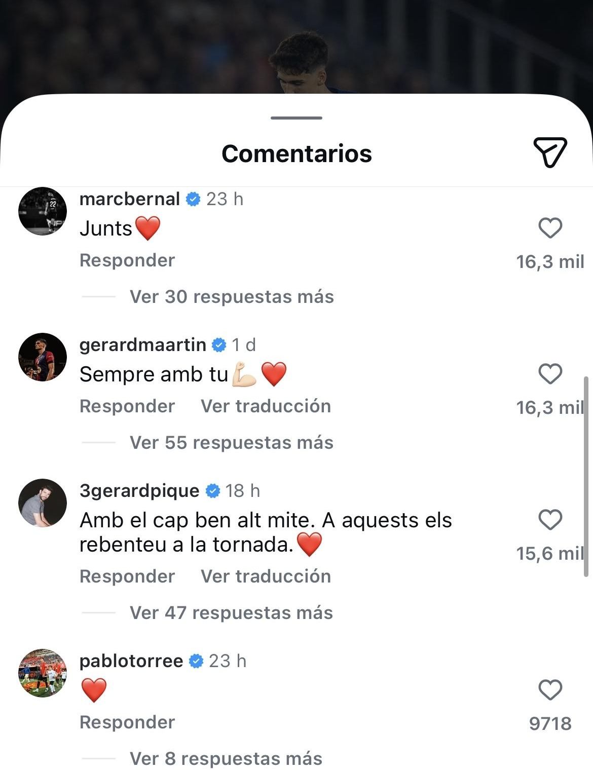 El comentari de Gerard Piqué al 'post' d'Instagram de Pau Cubarsí