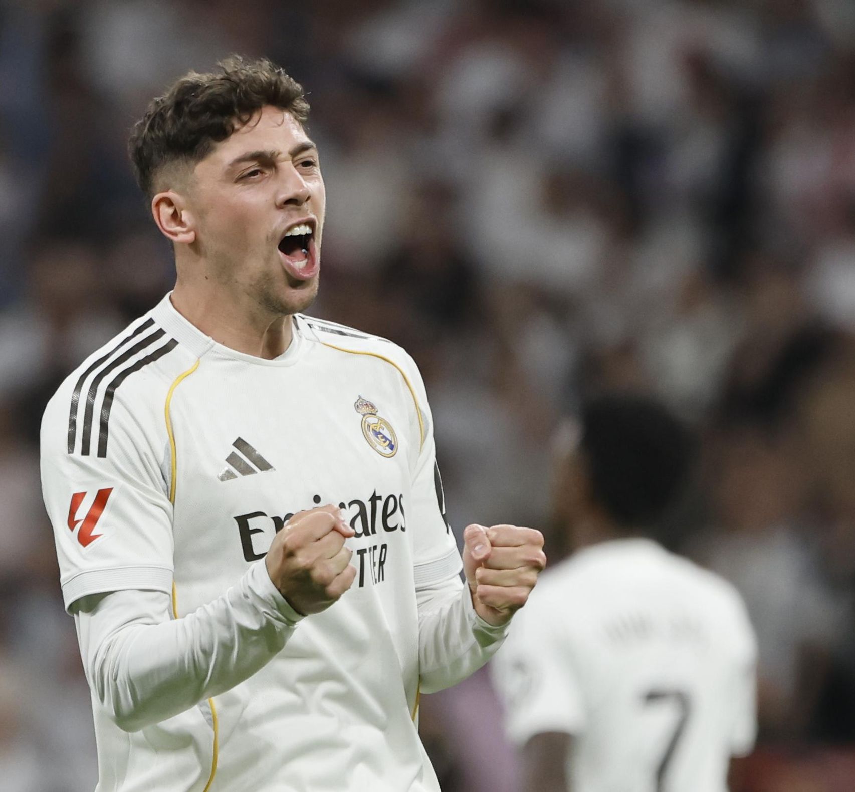 Fede Valverde celebra el seu gol en el Reial Madrid-Girona de la Lliga