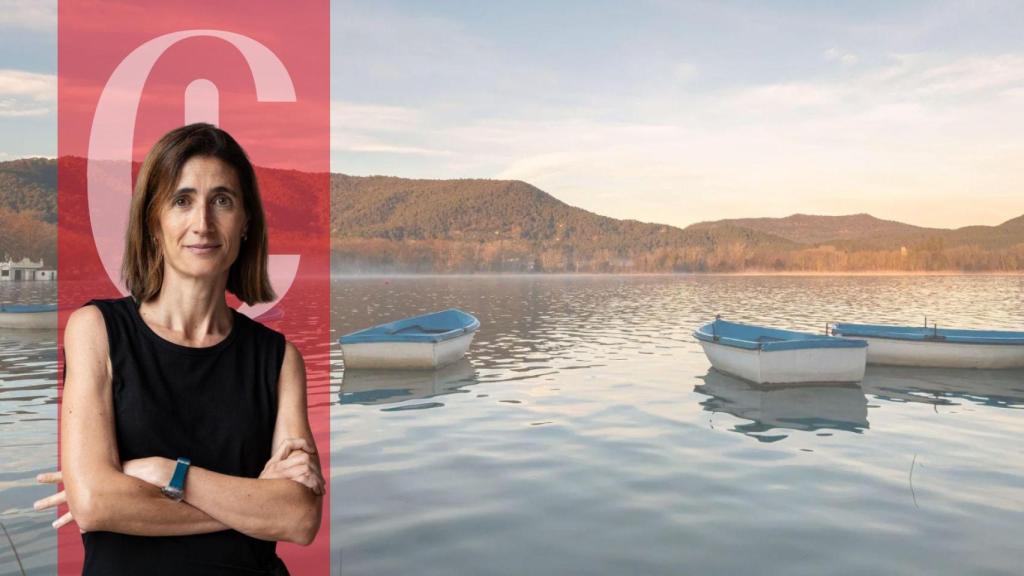 Andrea Rodés y una imagen del lago de Banyoles