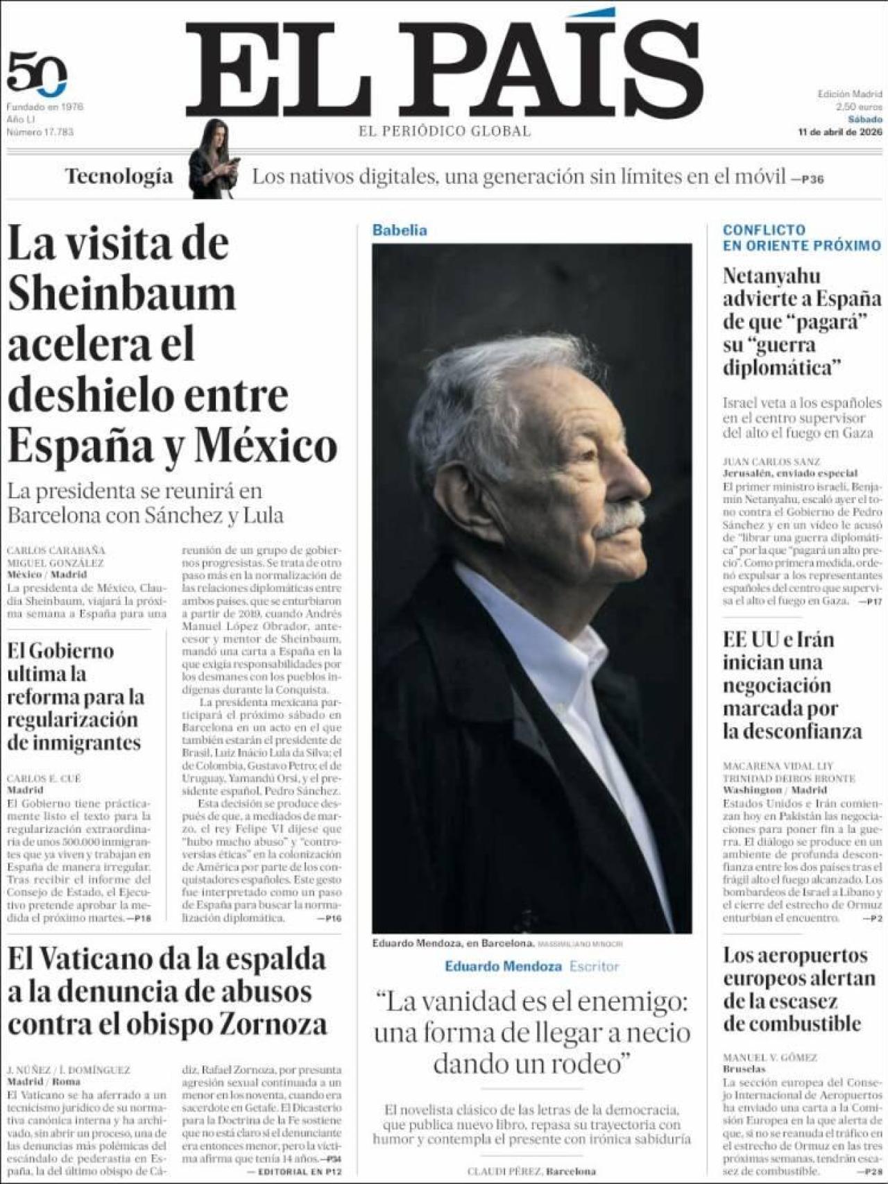 Portada d'‘El País’ d'aquest dissabte
