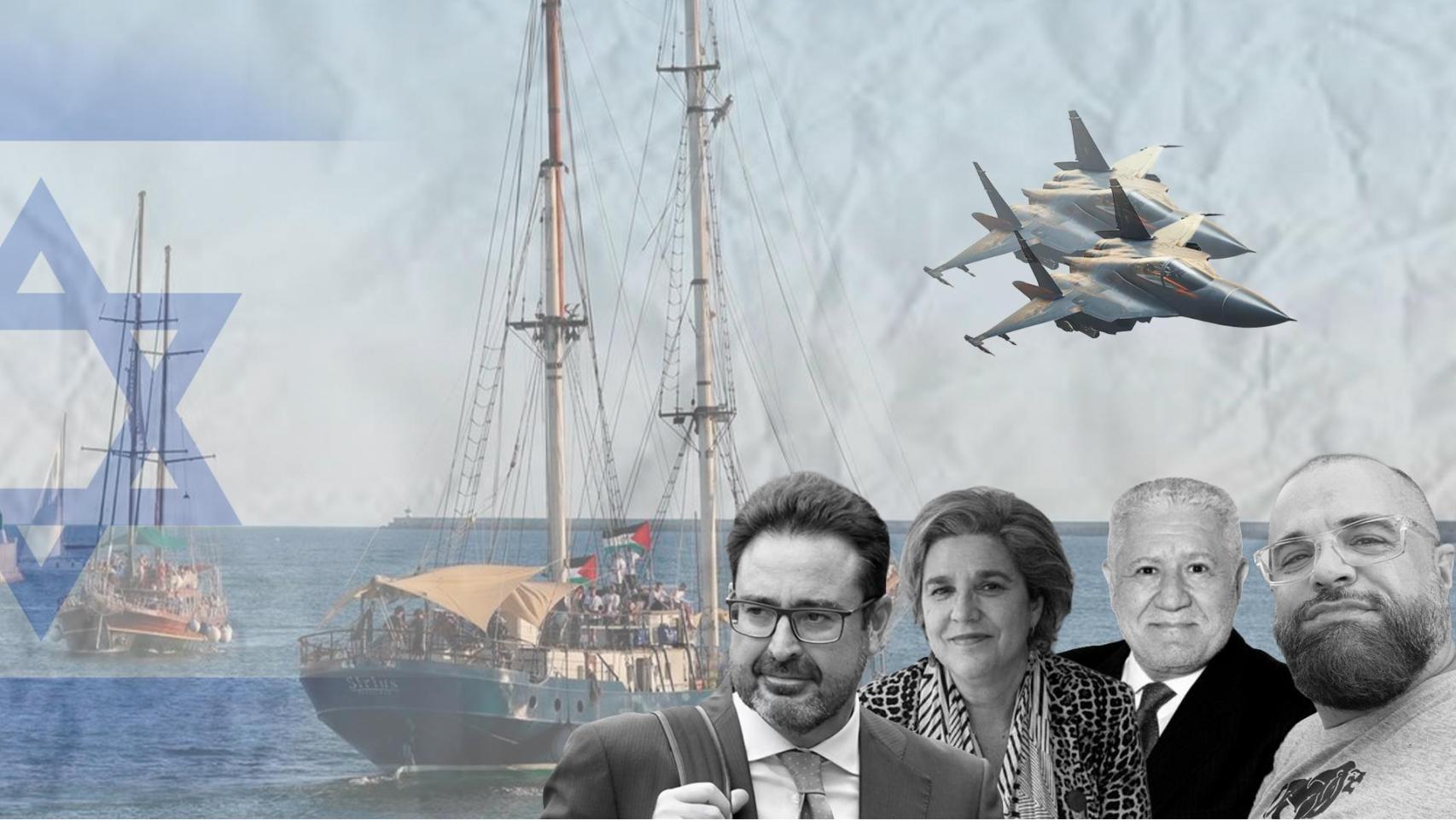 Fotomontaje de 'la Flotilla imposible' junto a David Madí, Pilar Rahola, Luis Bassat y Rubén Novoa