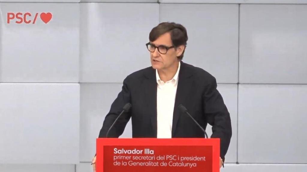 El presidente de la Generalitat, Salvador Illa, durante el Consell Nacional Extraordinari del PSC