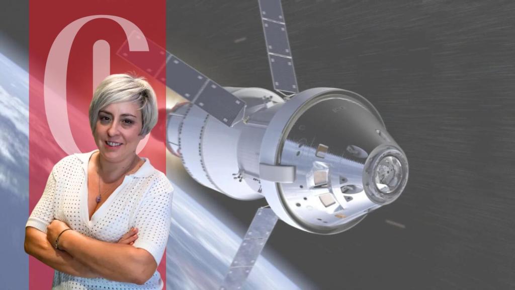 Un montaje de Núria González con una imagen de la nave de la misión espacial Artemis II