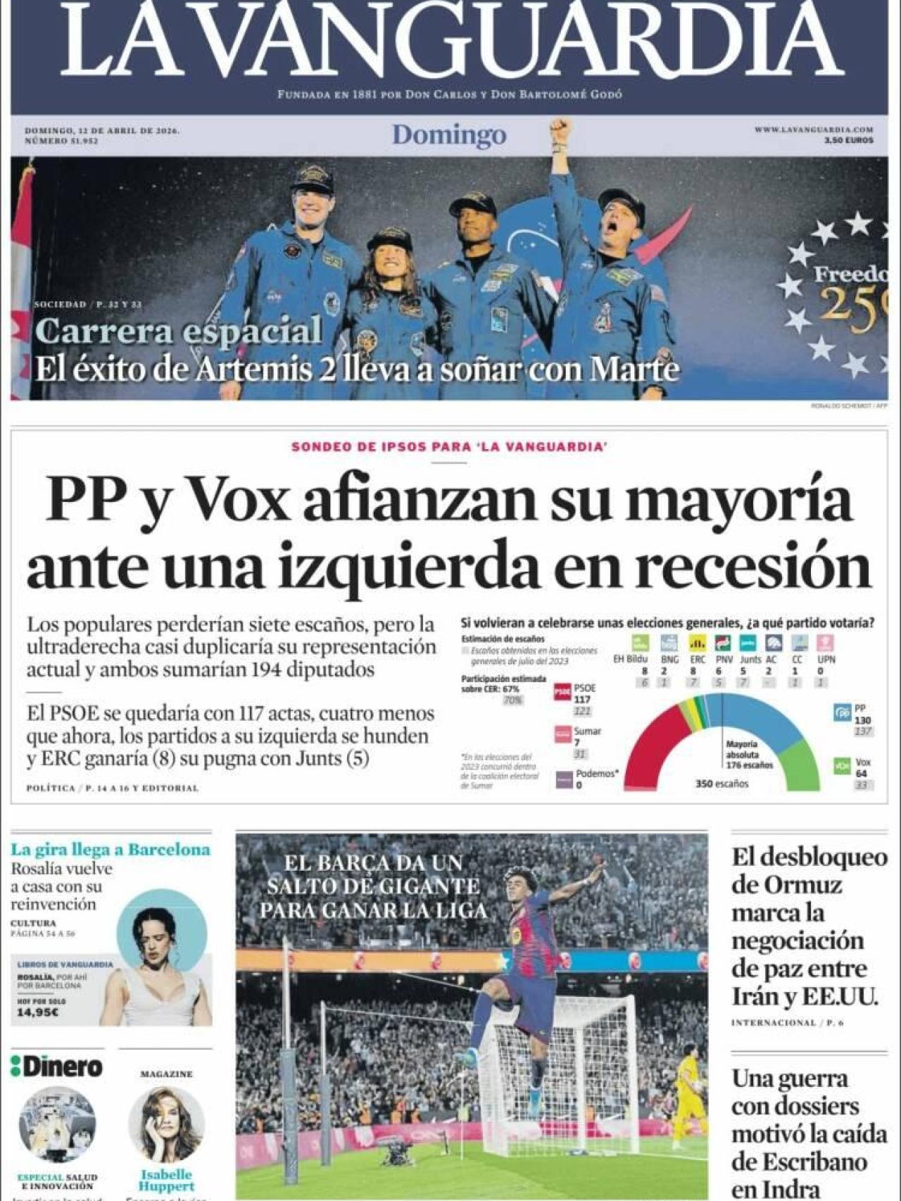 Portada de 'La Vanguardia' d'aquest diumenge