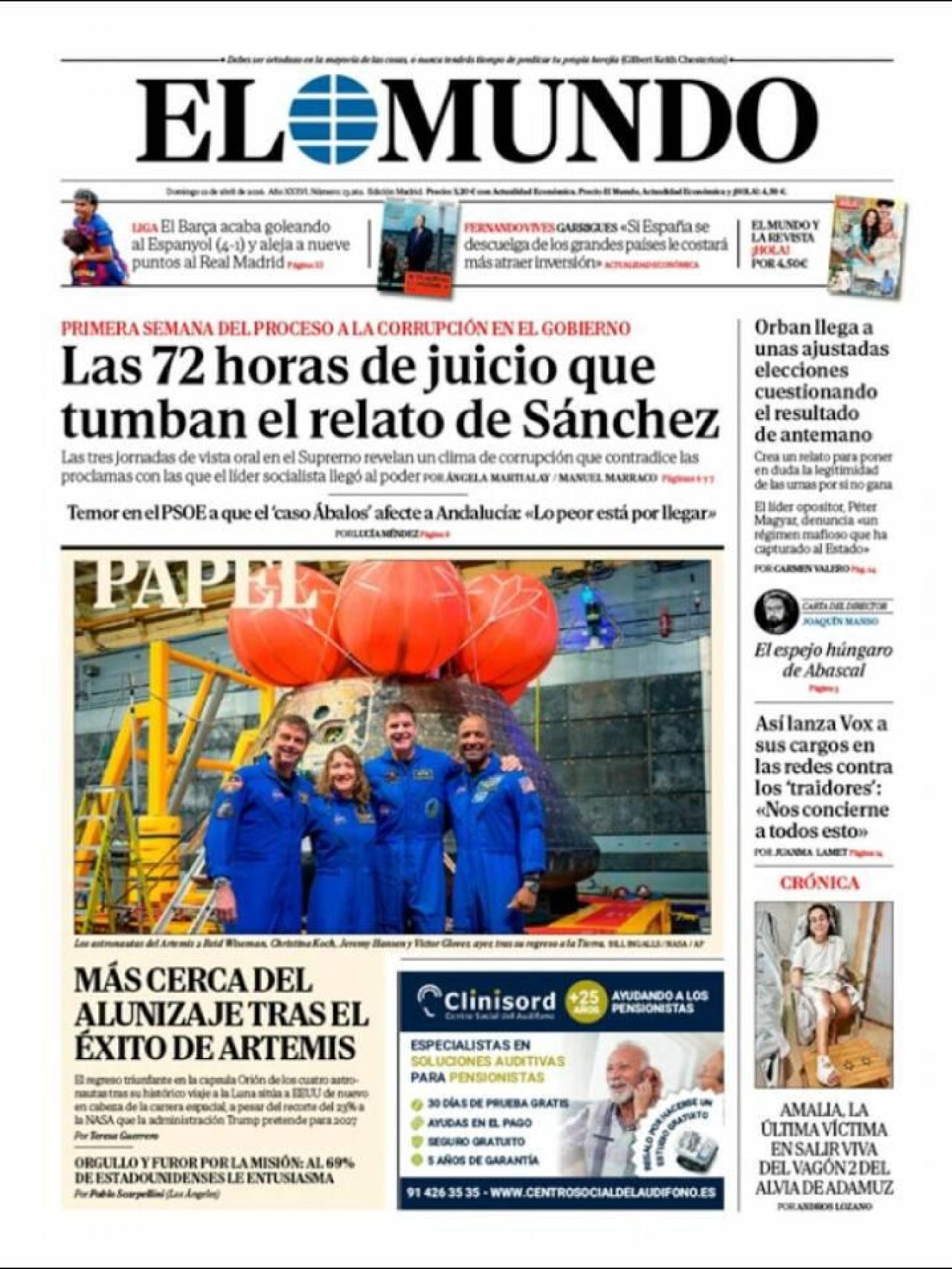 Portada de 'El mundo' d'aquest diumenge