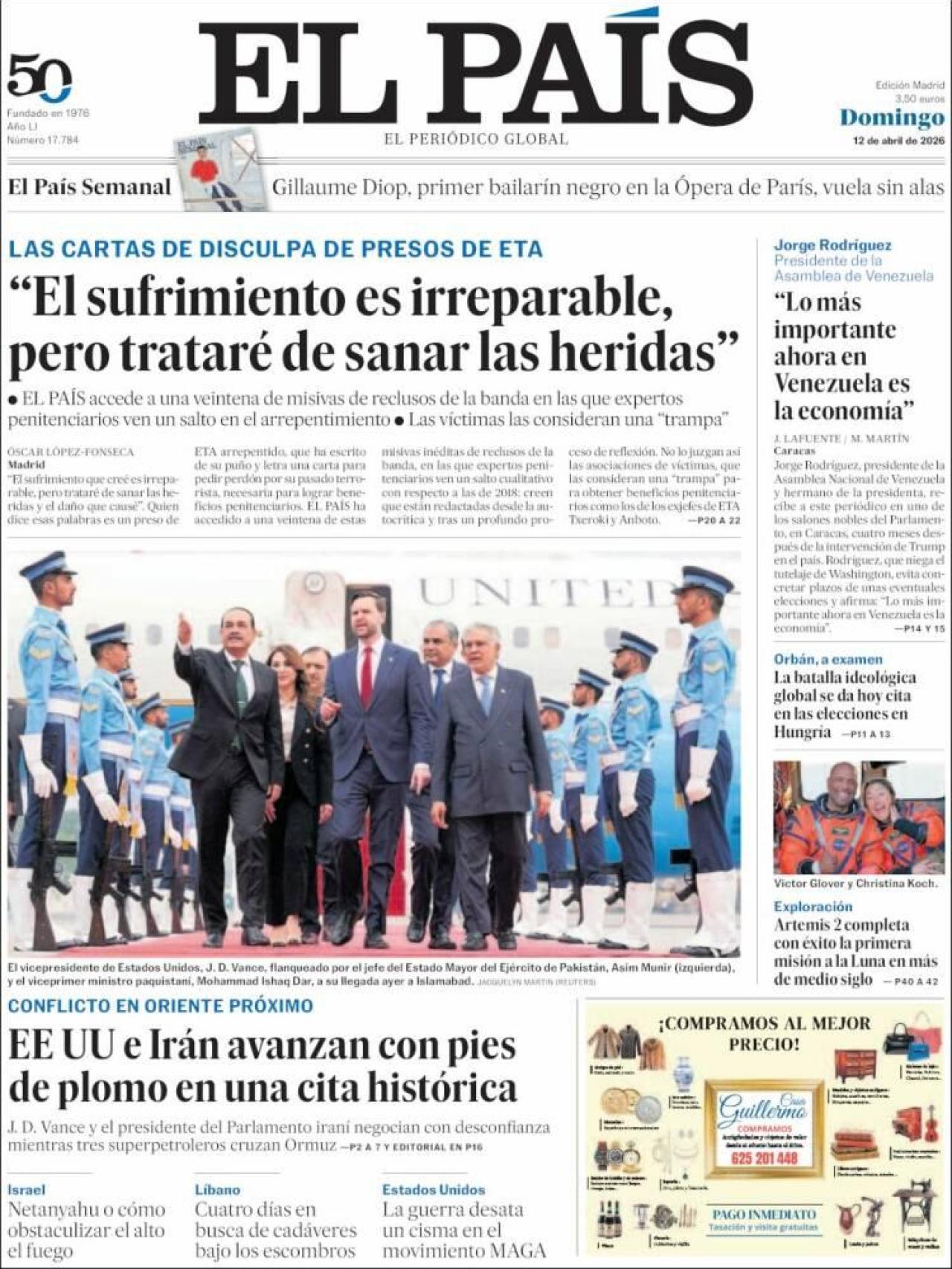 Portada de 'El País' d'aquest diumenge