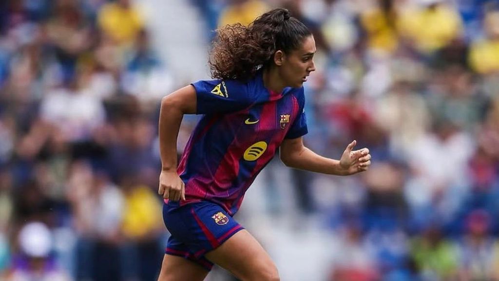 Cèlia Segura en la pretemporada 2025-25 del Barça Femení