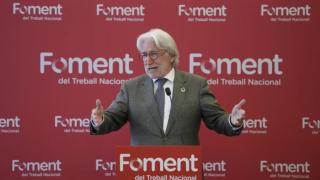 El presidente de Foment, Josep Sánchez Llibre, en rueda de prensa