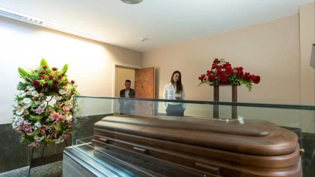 Una caja en las dependencias de la Funeraria Torra de Sabadell