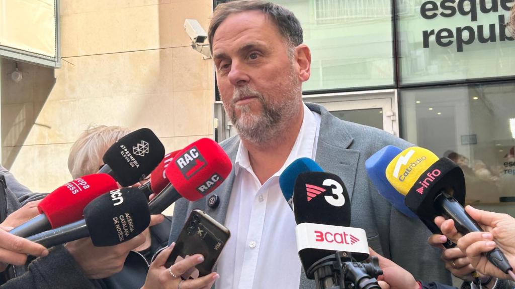 Oriol Junqueras, este lunes en la sede de ERC