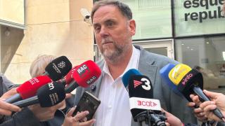 Oriol Junqueras, este lunes en la sede de ERC
