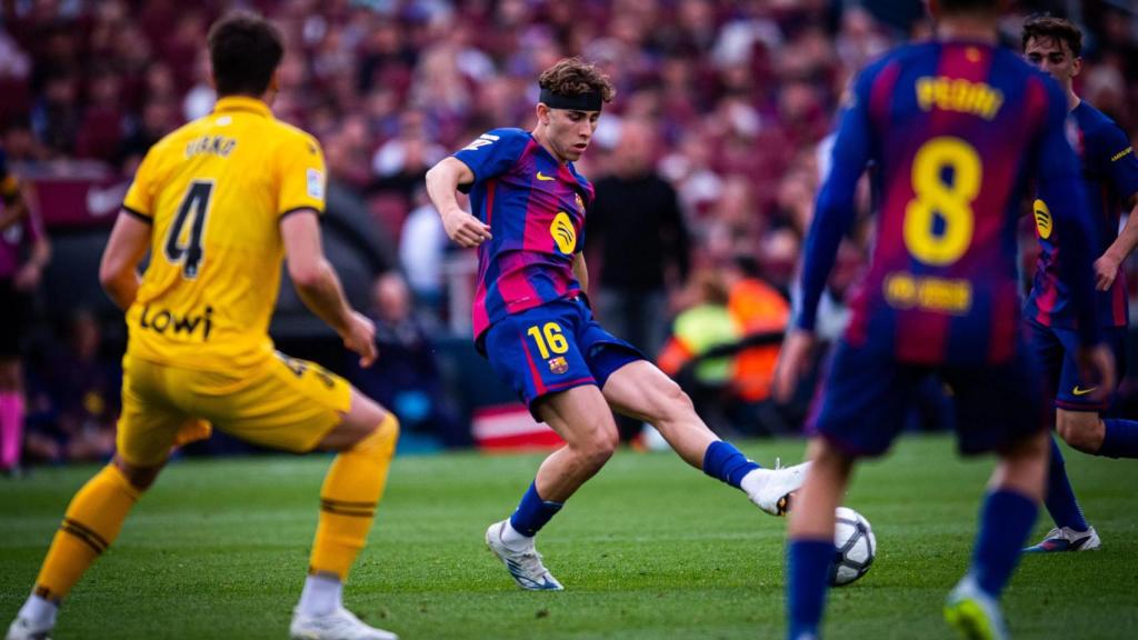 Fermín López durante el Barça-Espanyol