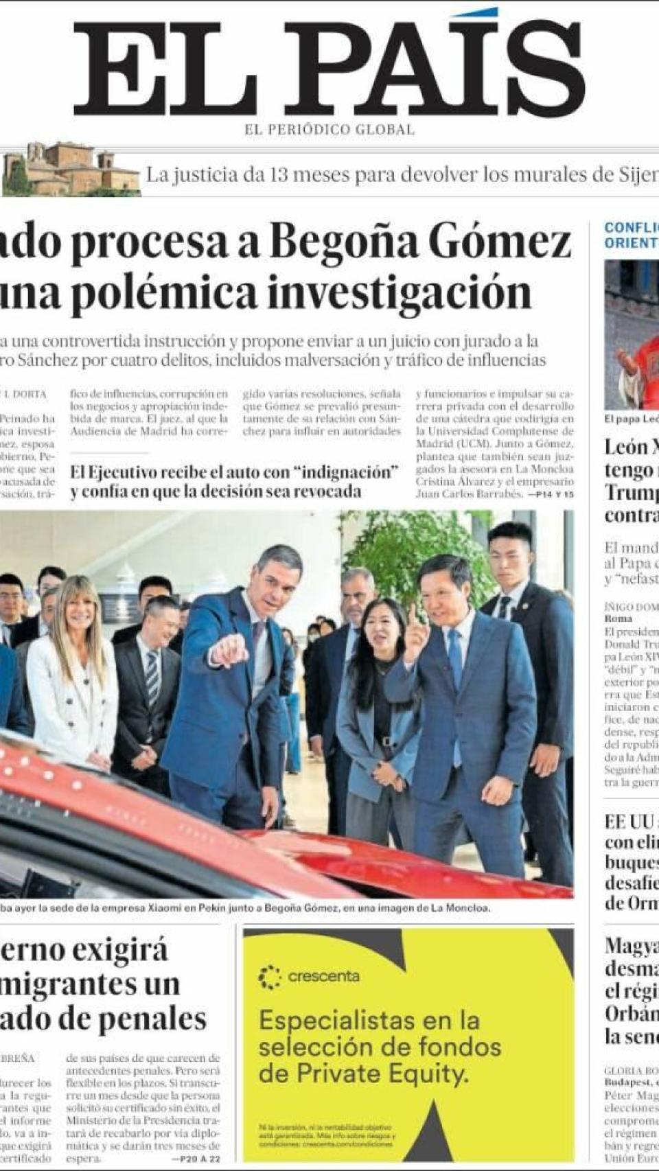 Portada de 'El País' el 14 d'abril