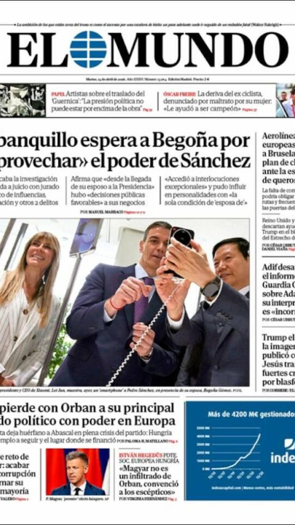 Portada de 'El Mundo' el 14 d'abril