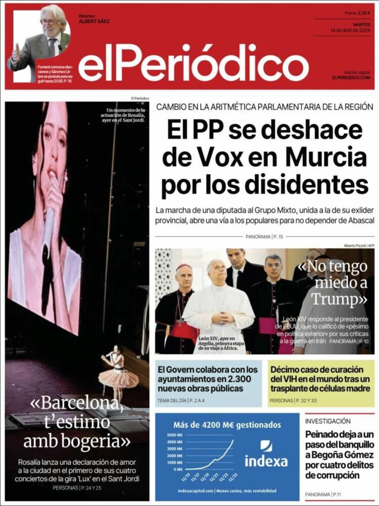 Portada de 'El Periódico' el 14 d'abril
