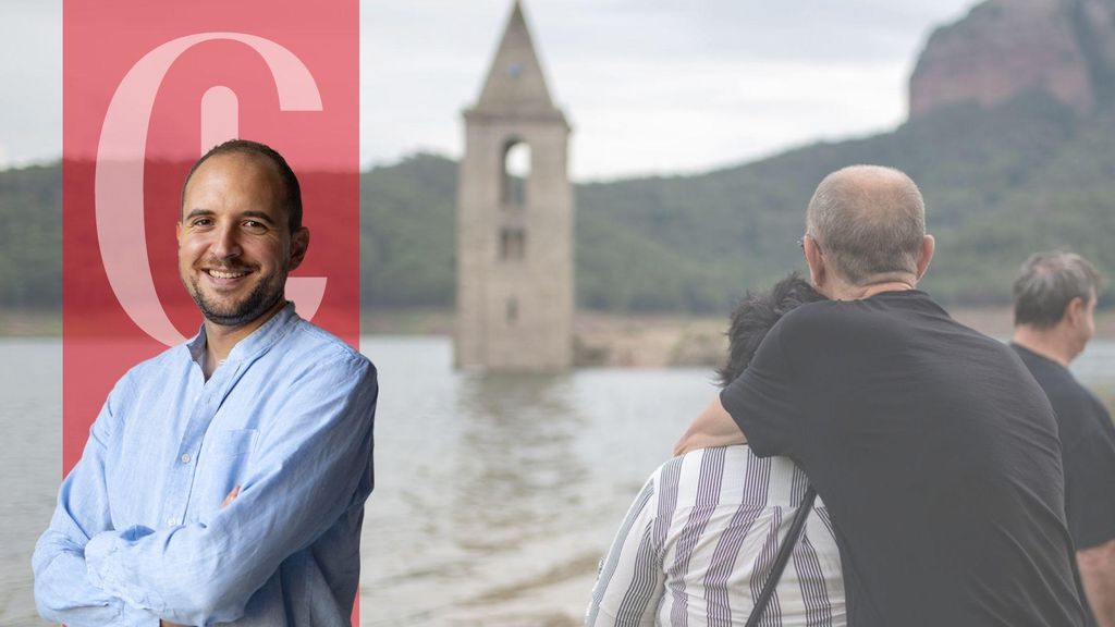 Gerard Mateo y el pantano de Sau medio lleno
