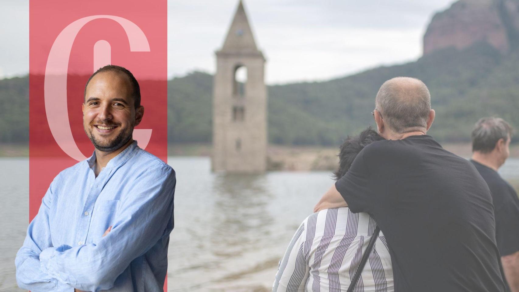 Gerard Mateo y el pantano de Sau medio lleno
