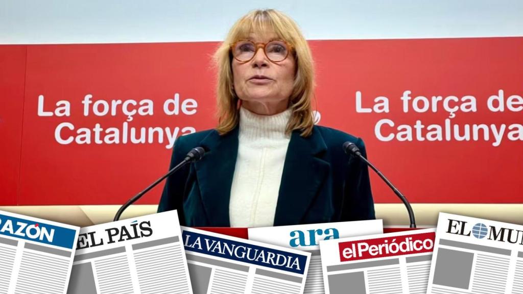 La viceprimera secretaria y portavoz del PSC, Lluïsa Moret, en una rueda de prensa