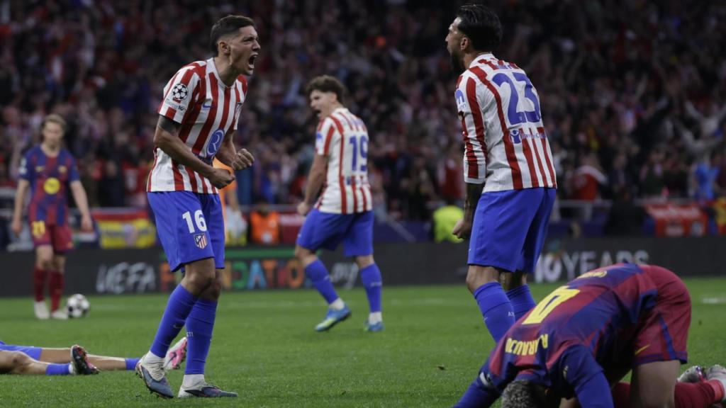 El Atlético de Madrid celebra el pase a las semifinales de la Champions