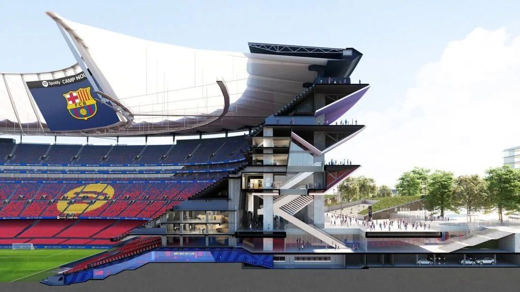 Render amb l'estructura del Spotify Camp Nou per plantes