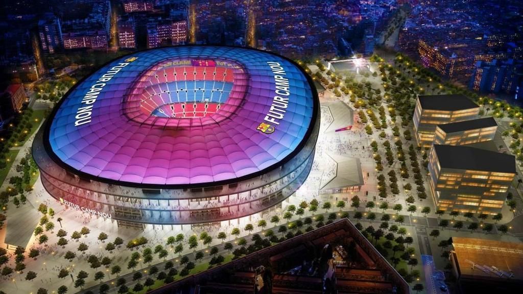 El render del nou Camp Nou que va presentar Bartomeu: amb el nom a la coberta i il·luminat de nit