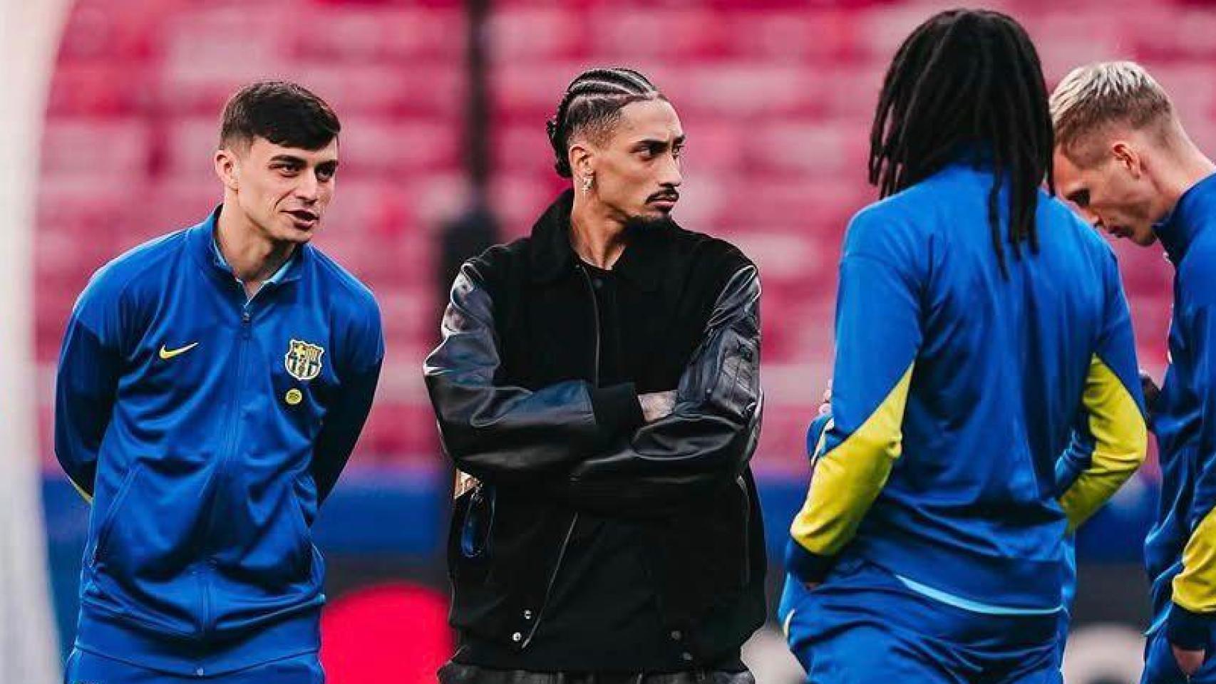 Raphinha en la previa del Atlético de Madrid-Barça de la Champions League