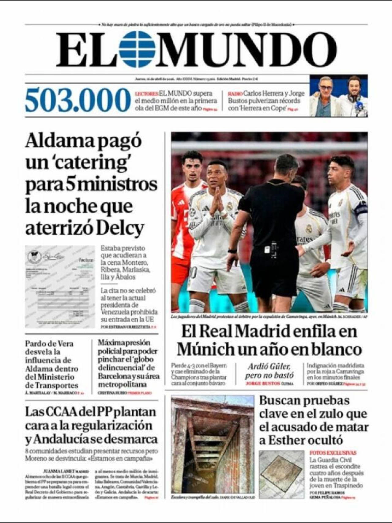 Portada de 'El Mundo' el 16 d'abril