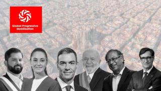 Fotomontaje de Boric, Sheinbaum, Sánchez, Lula da Silva, Petro y Salvador Illa