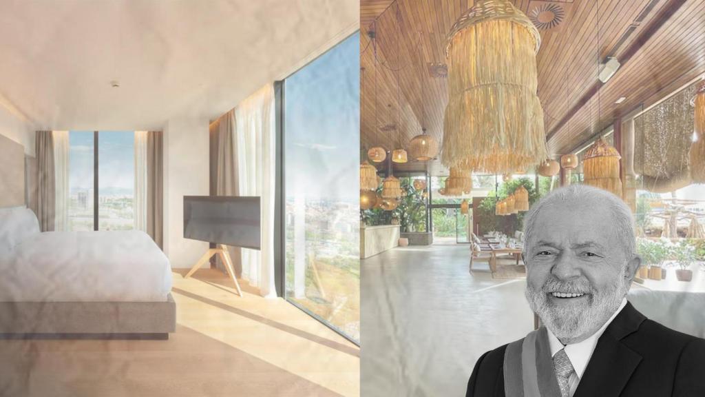 Fotomontaje de una suite del Meliá de Barcelona con la cara de Lula