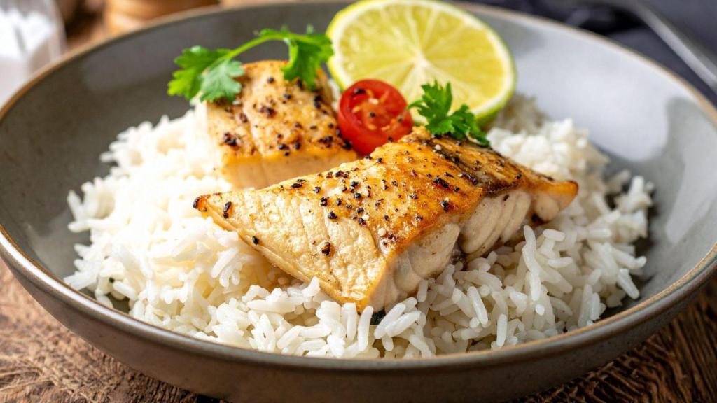 Pescado a la plancha con arroz