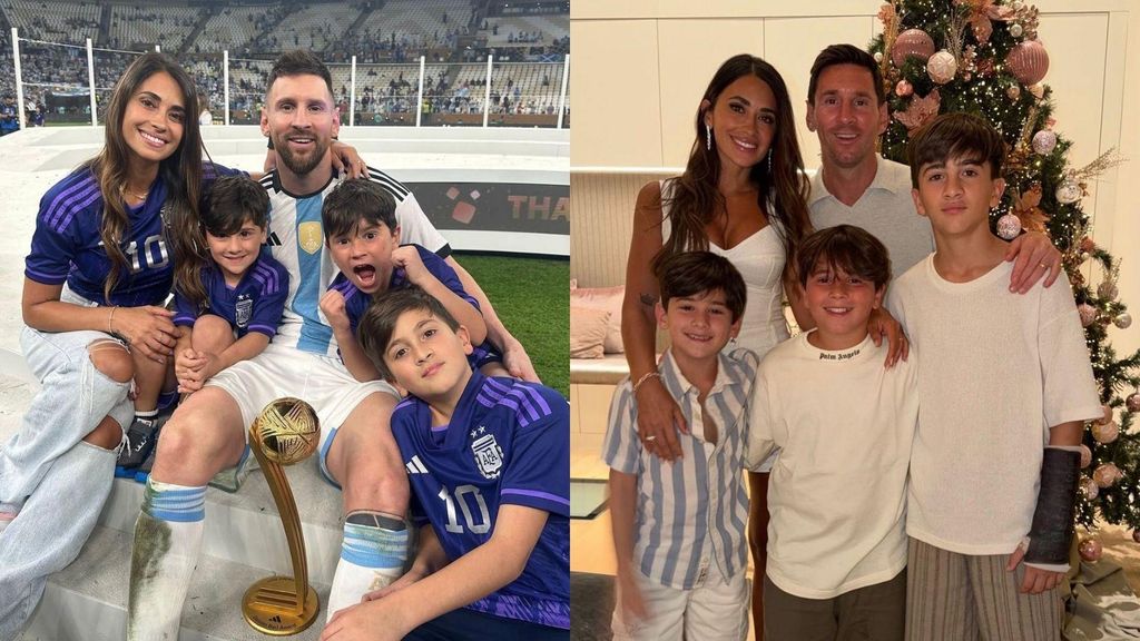 Leo Messi i Antonela Roccuzzo amb els seus tres fills