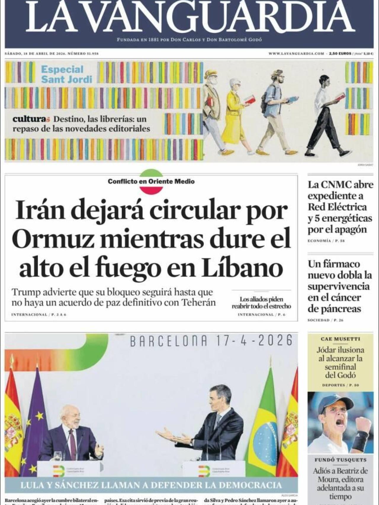 Portada de 'La Vanguardia' el 18 d'abril