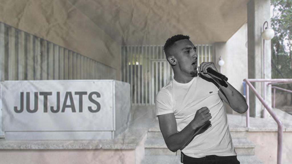 Un montaje de los juzgados con una imagen del cantante Morad
