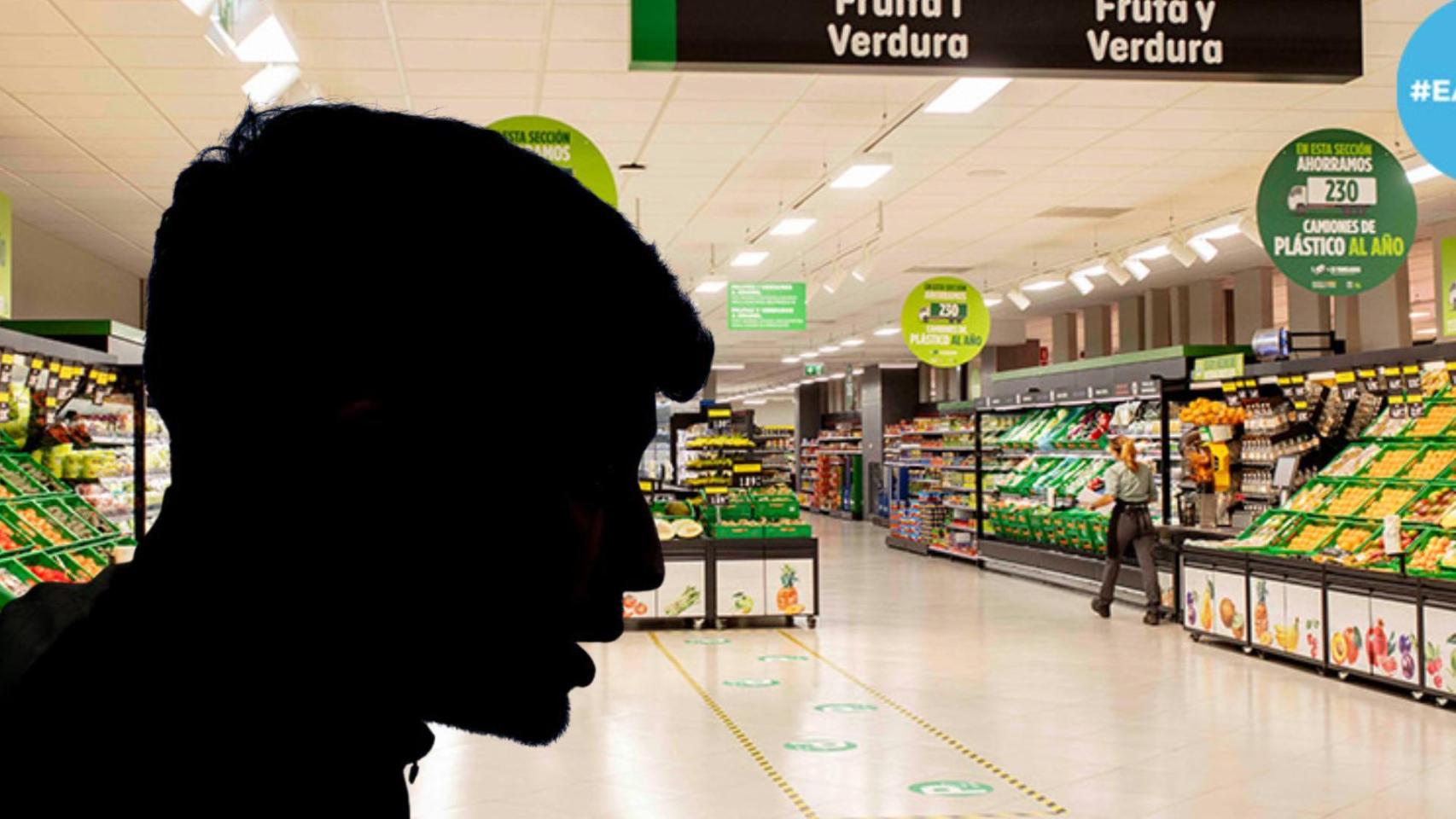 Un jugador del Barça con un Mercadona de fondo en un fotomontaje
