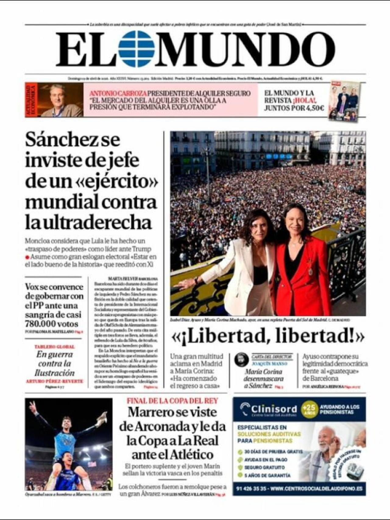 Portada de 'El Mundo' el 19 de abril