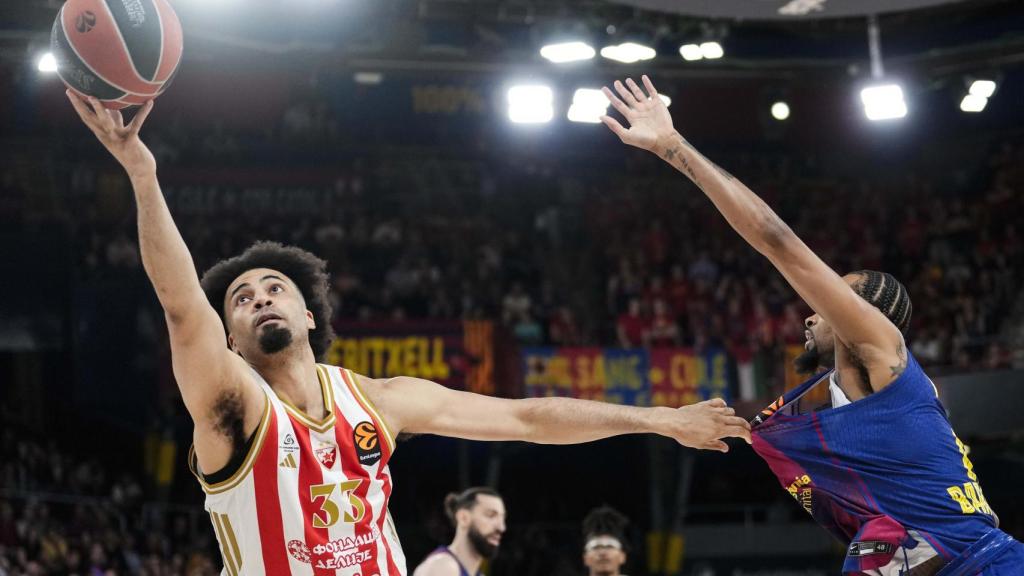 Will Clyburn celebra una canasta en el Barça de basket-Estrella Roja de la Euroliga