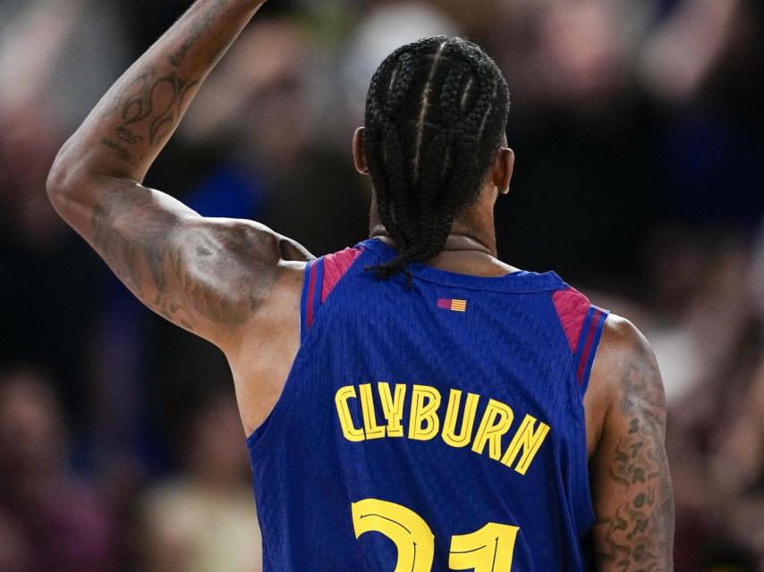 Will Clyburn celebra una canasta en el Barça de basket-Estrella Roja de la Euroliga