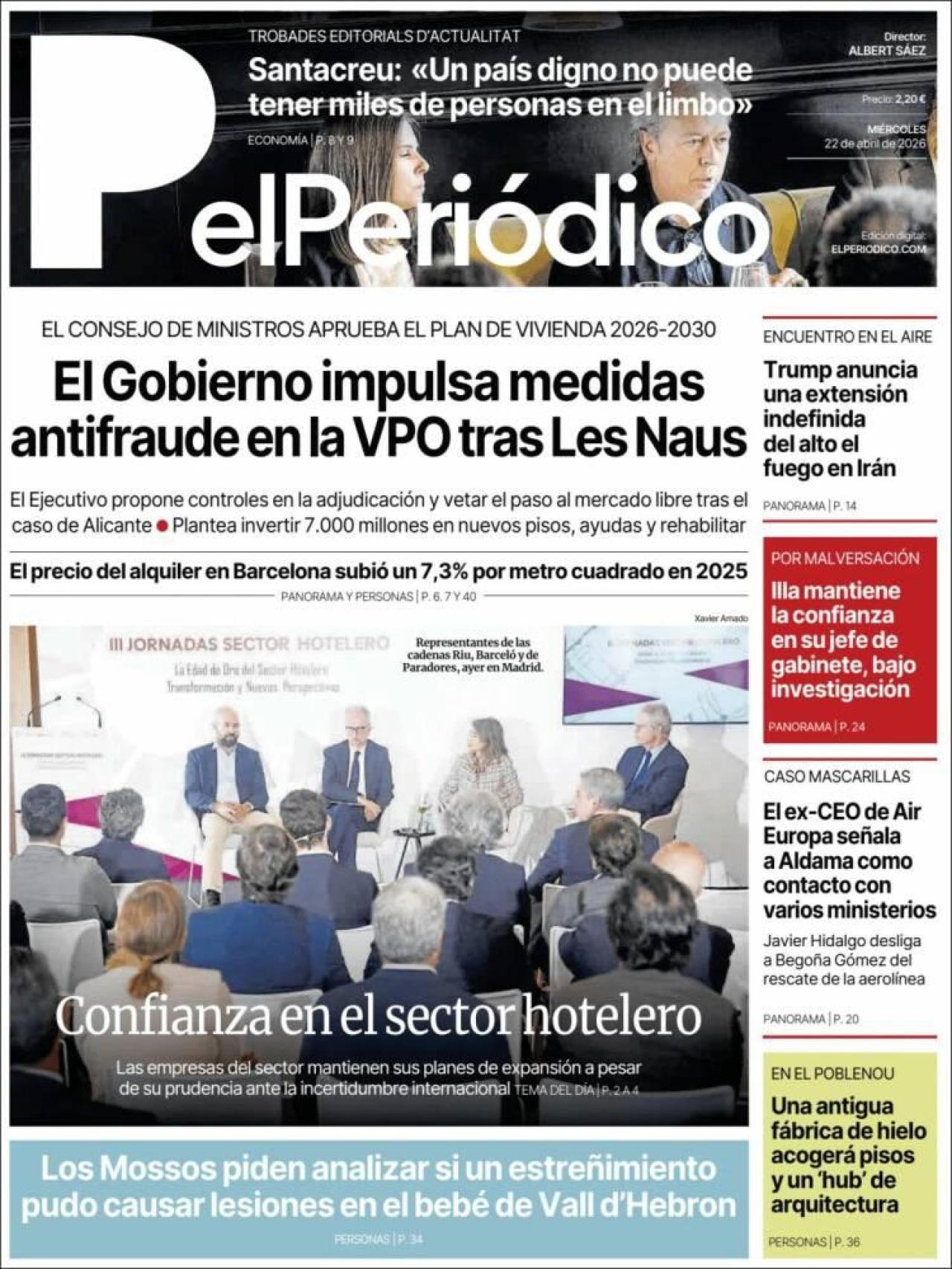 Portada 'El Periódico' el 22 d'abril