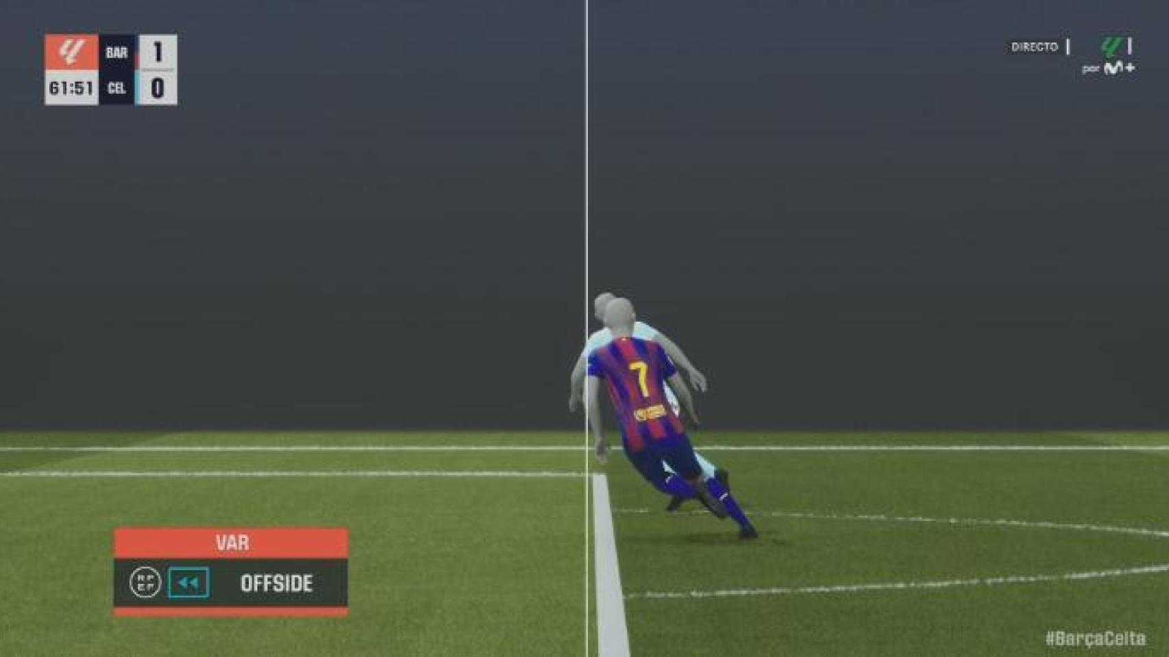 El fuera de juego milimétrico de Ferran Torres en el Barça-Celta de Vigo