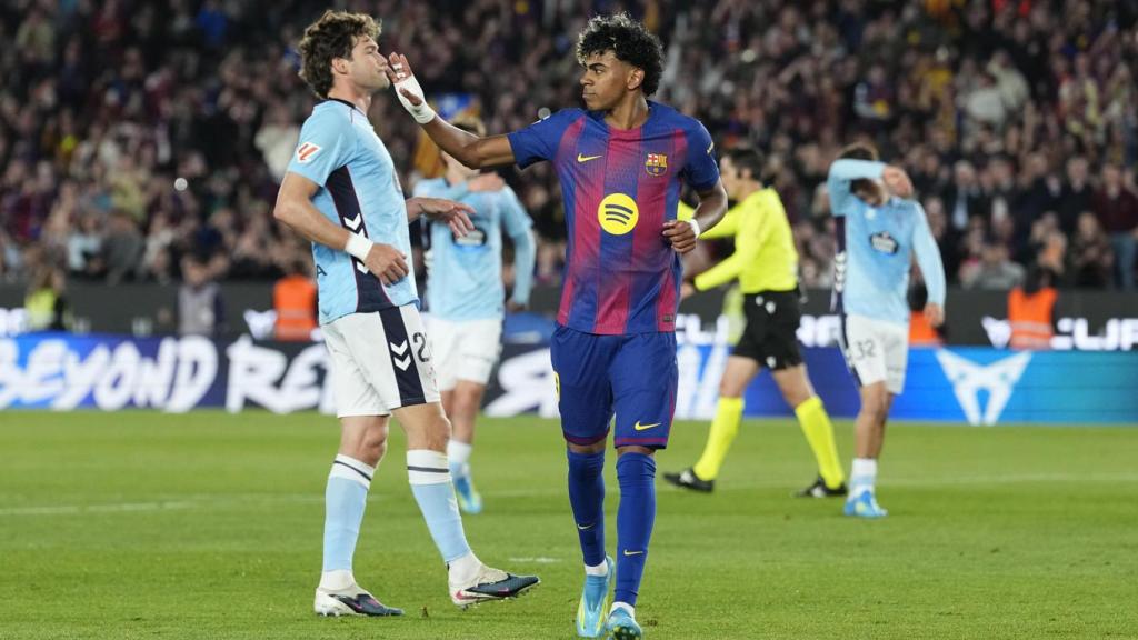 Lamine Yamal pide cambio tras marcar el gol al Celta