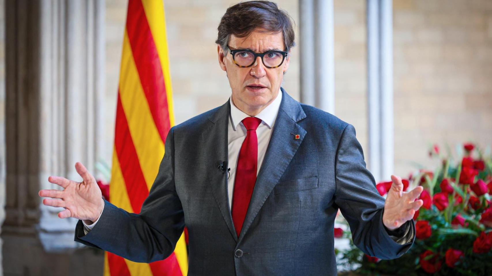El presidente de la Generalitat, Salvador Illa, en su mensaje institucional por la Diada de Sant Jordi 2026