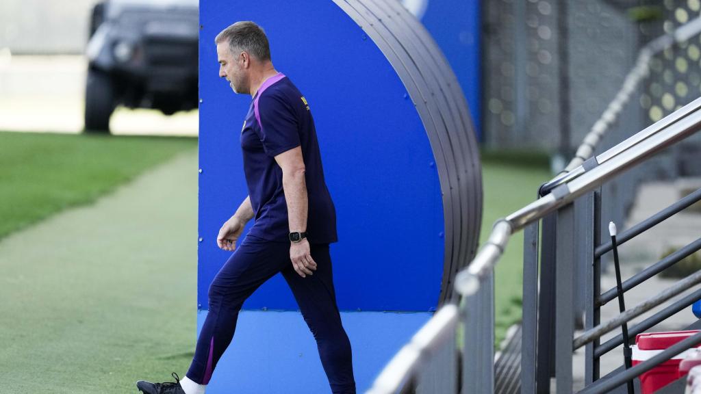 Hansi Flick, en un entrenamiento del Barça