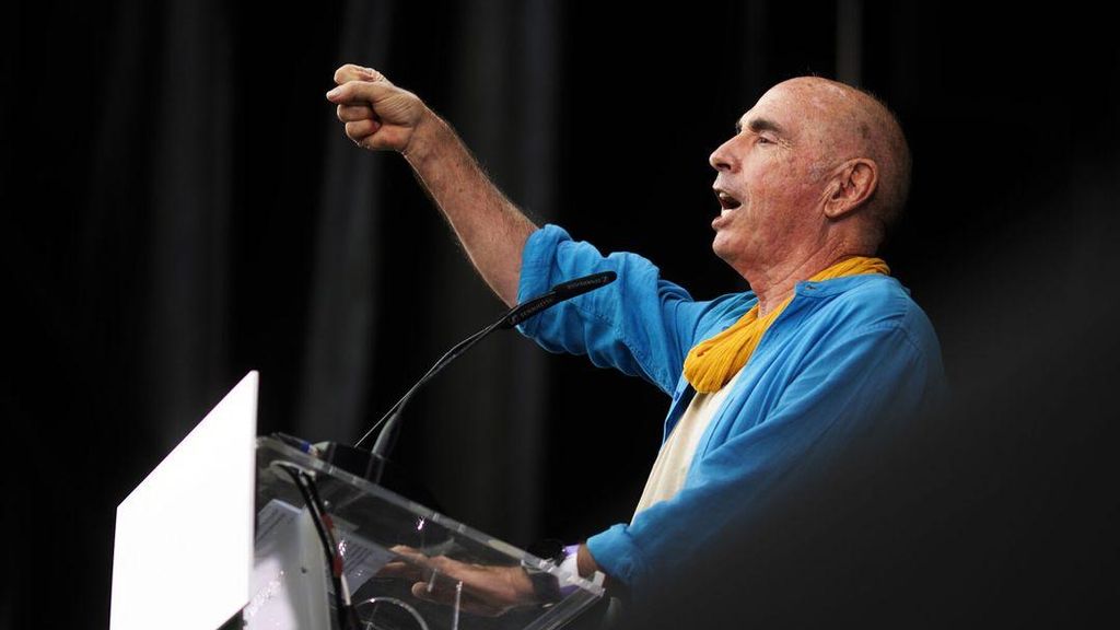 El cantautor Lluís Llach, ya expresidente de la ANC, en un mitin