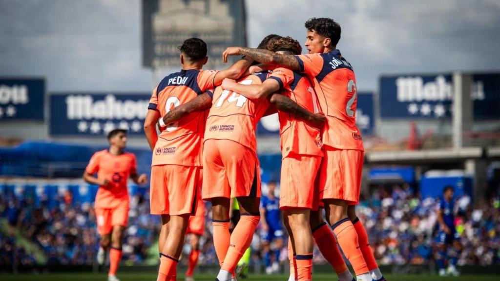 Els jugadors del Barça celebren un gol contra el Getafe