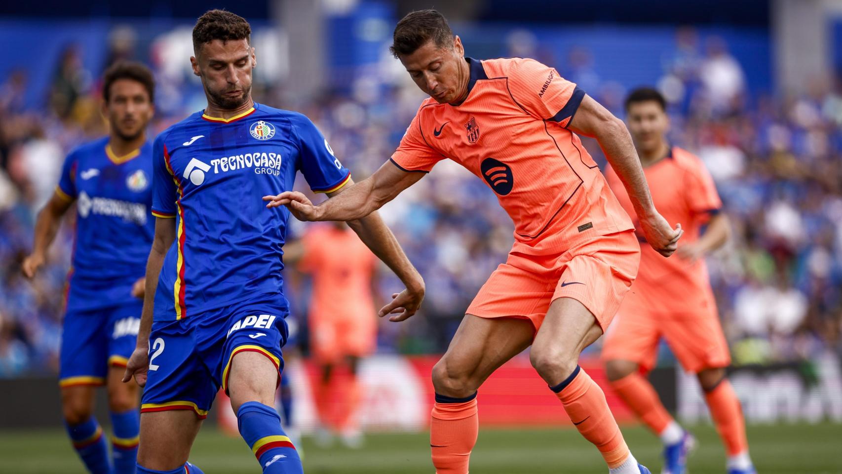 Robert Lewandowski, durante el partido Getafe-Barça