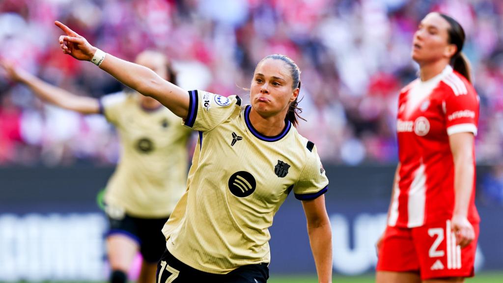 Ewa Pajor celebra el seu gol al Bayern de Munic-Barça Femení de Champions