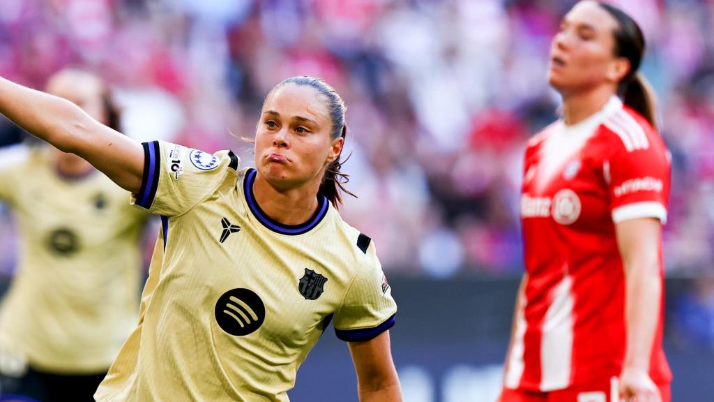 Ewa Pajor celebra el seu gol al Bayern de Munic-Barça Femení de Champions