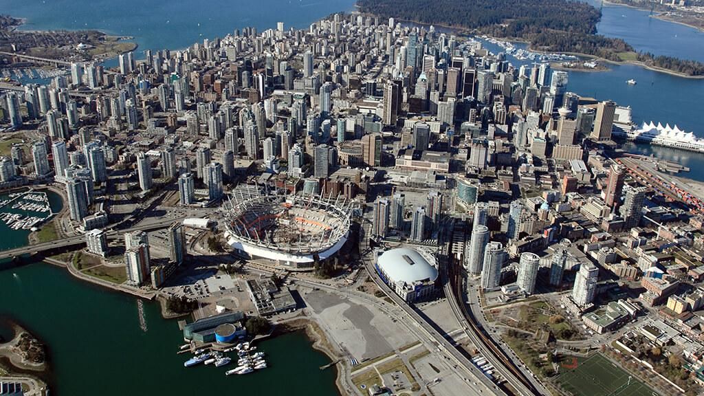 Vista aèria del BC Place Vancouver en construcció